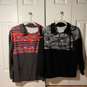 Aztec and Camo quarter zips